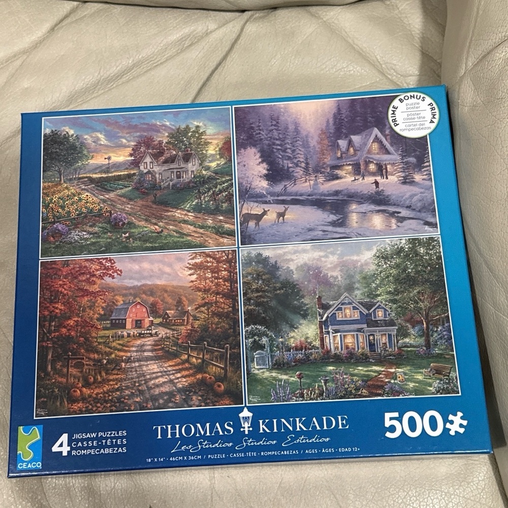 Thomas Kinkade 500-Piece Puzzle Set - Blue and Purple